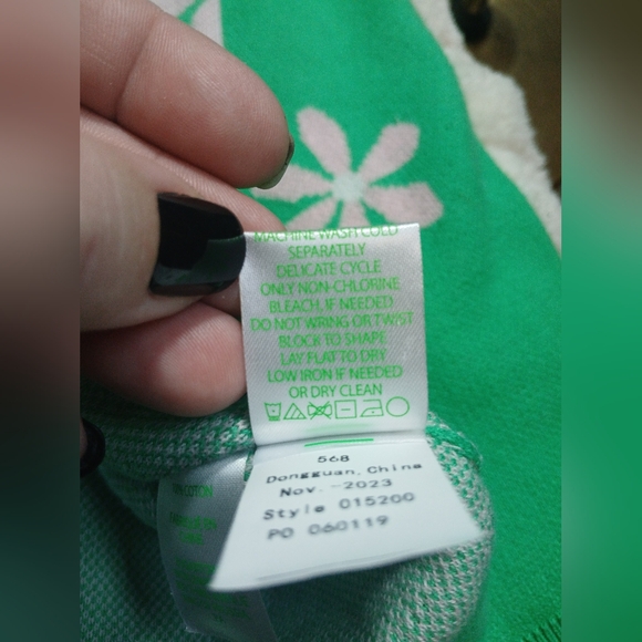 Lilly Pulitzer Tensley Cotton Sweater Spearmint Blossom Jacquard Womens XL - Picture 5 of 8